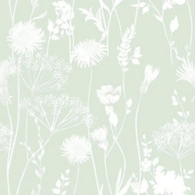 Catherine Lansfield Green Floral Pearl effect Embossed Wallpaper