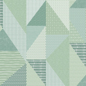 Catherine Lansfield Green Geometric Pearl effect Embossed Wallpaper