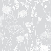 Catherine Lansfield Grey Floral Pearl effect Embossed Wallpaper