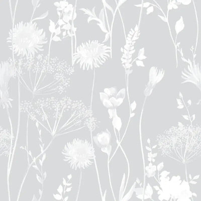  Grey Floral Wallpaper