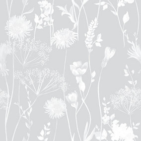 Grey Floral Wallpaper, Wallpaper & wall coverings