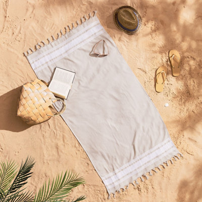 Catherine Lansfield Hammam Beach Towel Plain 75x150cm Beach Towel Natural Price Comparisons | Compare The Build