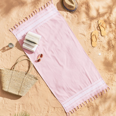 Catherine Lansfield Hammam Beach Towel Plain 75x150cm Beach Towel Pink Price Comparisons | Compare The Build
