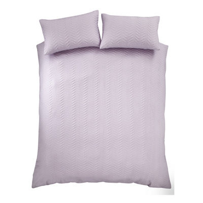 Catherine Lansfield Heatset Wave King Duvet Cover Set with Pillowcases Lilac