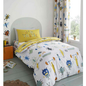 Catherine Lansfield Kids Bedding Bug Tastic Junior Duvet Cover Set with Pillowcases Yellow