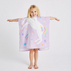 Catherine Lansfield Kids Unicorn Hooded Cotton 60x120cm Towel Poncho Pink
