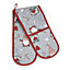 Catherine Lansfield Kitchen Christmas Gnomes 18x88 cm Oven Glove Grey/ Red