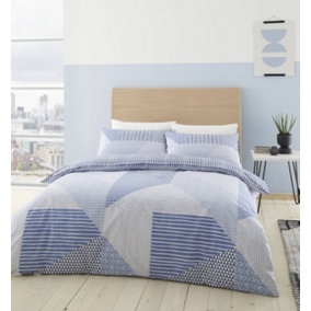 Catherine Lansfield Larsson Geo Duvet Cover Set with Pillowcases Blue