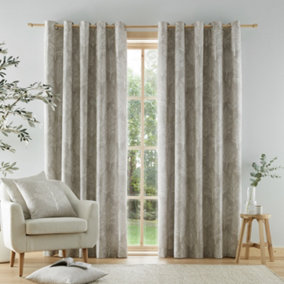 Catherine Lansfield Living Alder Trees 46x72 Inch Lined Eyelet Curtains Two Panels Natural