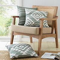 Catherine Lansfield Living Aztec Geo Cotton 45x45cm Cushion Cover 3 Pack Sage Green