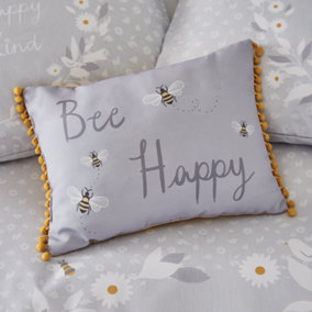 Catherine Lansfield Living Bee Happy 30x40cm Cushion Grey