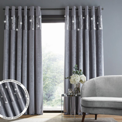 Grey crushed on sale velvet curtains