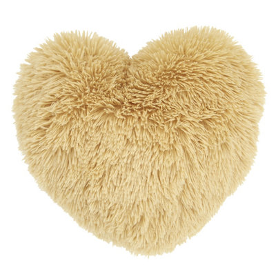 Catherine Lansfield Living Cuddly Heart Shaped Cushion Ochre | DIY at B&Q