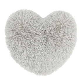Catherine Lansfield Living Cuddly Heart Shaped Cushion Silver Grey