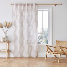 Catherine Lansfield Living Palm Leaf 55x48 Inch Slot Top Curtain Panel Natural