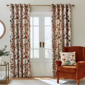 Catherine Lansfield Living Pippa 117x137cm Thermal Lined Eyelet Curtains Two Panels Natural