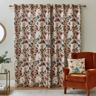 Catherine Lansfield Living Pippa 117x229cm Thermal Lined Eyelet Curtains Two Panels Natural