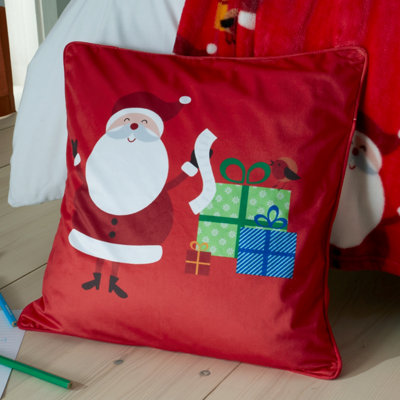 Catherine Lansfield Living Santa's Christmas Presents 45x45cm Cushion Red