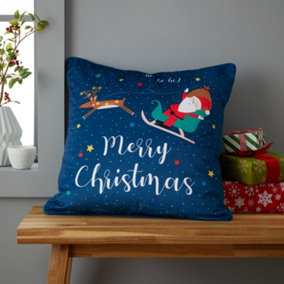 Catherine Lansfield Living Santa's Christmas Wonderland 45x45cm Cushion Navy