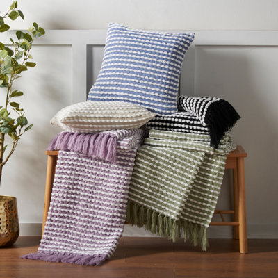 Catherine Lansfield Living Stab Stitch 43x43cm Cushion Blue