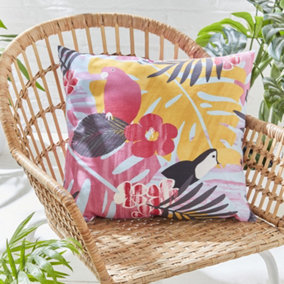 Catherine Lansfield Living Tropical Leaves 45x45cm Cushion Hot Pink