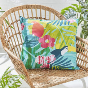 Catherine Lansfield Living Tropical Leaves 45x45cm Indoor/Outdoor Cushion Teal
