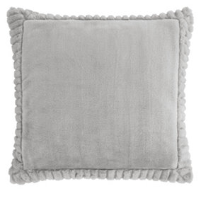 Catherine Lansfield Living Velvet And Faux Fur 55x55cm Cushion Silver Grey
