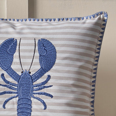 Catherine Lansfield Lobster Embroidered 45x45cm Cushion Blue