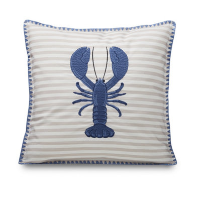 Catherine Lansfield Lobster Embroidered 45x45cm Cushion Blue