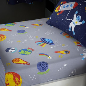 Catherine Lansfield Lost In Space Fitted Sheet Grey