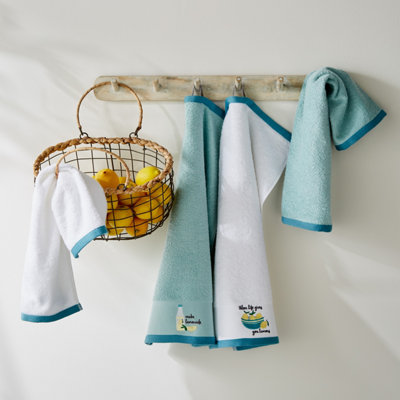 Catherine Lansfield Make Lemonade Pack of 4 Cotton Tea Towels White Price Comparisons | Compare The Build