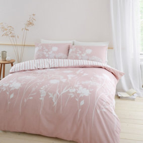 Catherine Lansfield Meadowsweet Floral Duvet Cover Set with Pillowcase Blush Pink