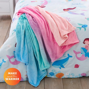 Catherine Lansfield Mermaid Cosy Fleece 130x170cm Blanket Throw Pink