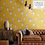 Catherine Lansfield Ochre Stag Pearl effect Embossed Wallpaper