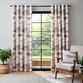 Catherine Lansfield Ombre Texture 46x54 Inch Thermal Eyelet Curtains Two Panels Natural