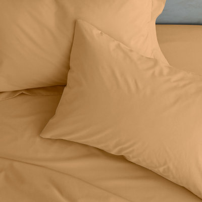 Catherine Lansfield Pillowcases Easy Iron Percale Standard 50x75cm Pack of 2 Pillow cases with envelope closure Caramel