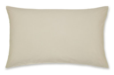 Catherine Lansfield Pillowcases Easy Iron Percale Standard 50x75cm Pack of 2 Pillow cases with envelope closure Cream