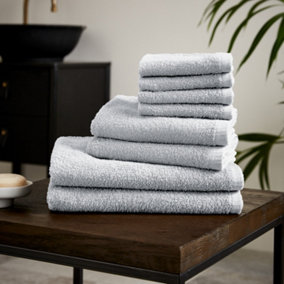Catherine Lansfield Quick Dry Cotton 30x30 cm, 50x85 cm, 270x120 cm 8 Piece Towel Set White