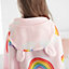 Catherine Lansfield Rainbow Hearts Cosy Fleece Hooded Blanket Pink
