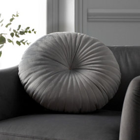 Catherine Lansfield Round Cushion Embellished 40x40cm Cushion Grey