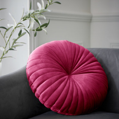 Catherine Lansfield Round Cushion Embellished 40x40cm Cushion Hot Pink