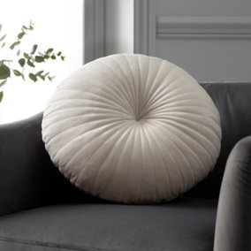 Catherine Lansfield Round Cushion Embellished 40x40cm Cushion Natural