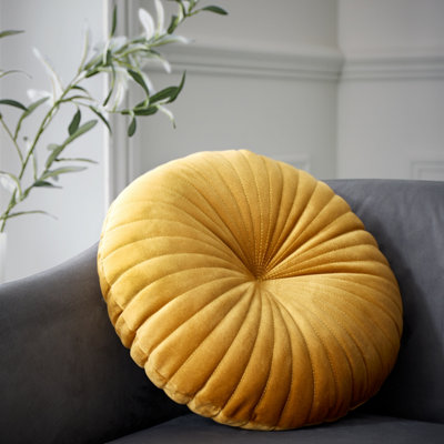 Catherine Lansfield Round Cushion Soft Touch 40x40cm Cushion Mustard Yellow