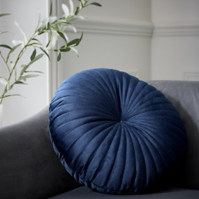 Catherine Lansfield Round Cushion Soft Touch 40x40cm Cushion Navy Blue