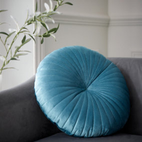 Catherine Lansfield Round Cushion Soft Touch 40x40cm Cushion Teal Green