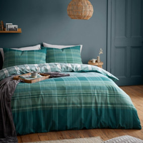 Catherine Lansfield Roxburgh Kelso Single Duvet Cover Set with Pillowcase Green