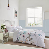 Catherine Lansfield Scatter Butterfly Duvet Cover Set with Pillowcases Grey