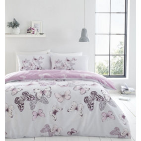 Catherine Lansfield Scatter Butterfly Duvet Cover Set with Pillowcases Heather