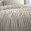 Catherine Lansfield Seersucker Embellished Double Duvet Cover Set with Pillowcases Natural