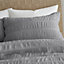 Catherine Lansfield Seersucker Embellished Duvet Cover Set with Pillowcases Grey